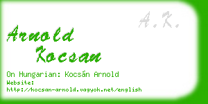 arnold kocsan business card